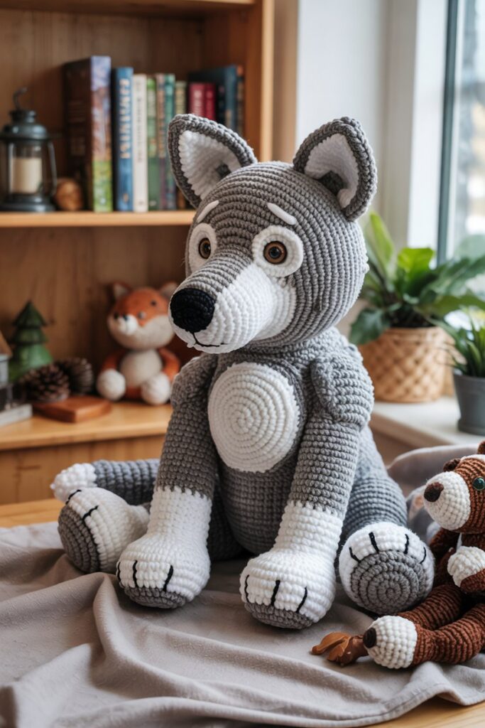 Classic Gray Crochet Wolf
