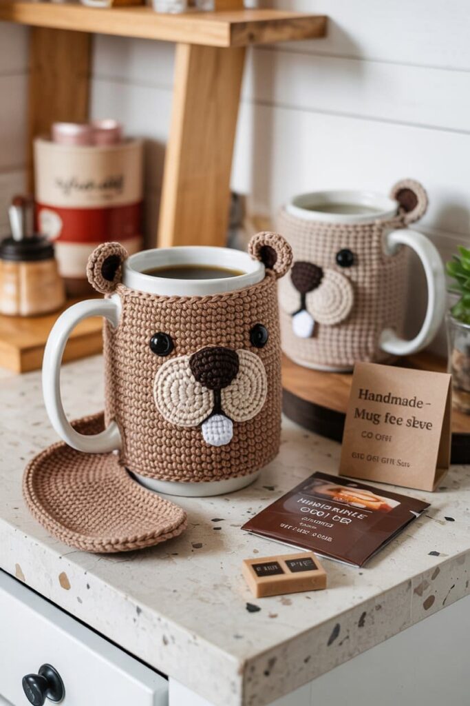 Crochet Beaver Mug Sleeve