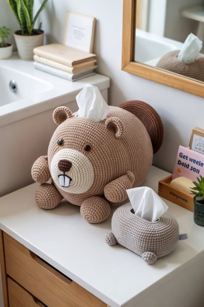 Crochet Beaver Tissue Holder