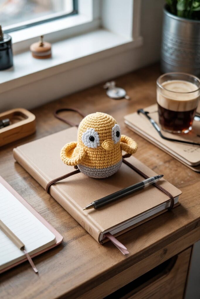 Crochet Bird Elastic Cord Wrap for Journals