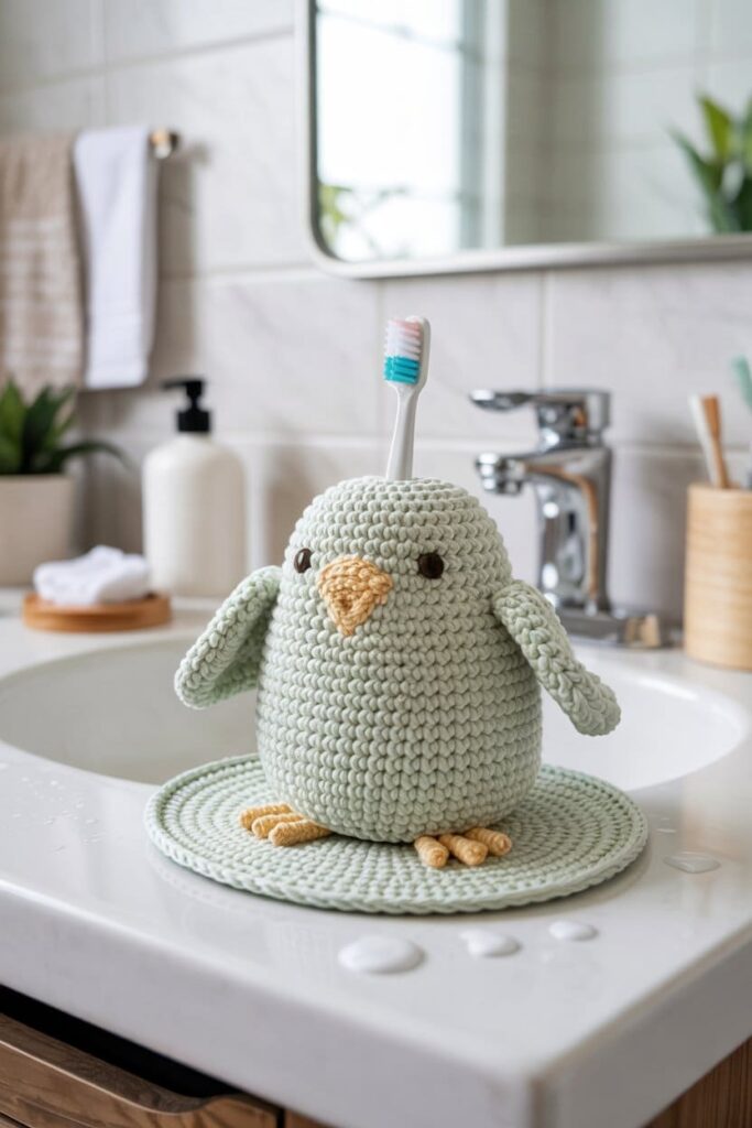 Crochet Bird Toothbrush Base Cover