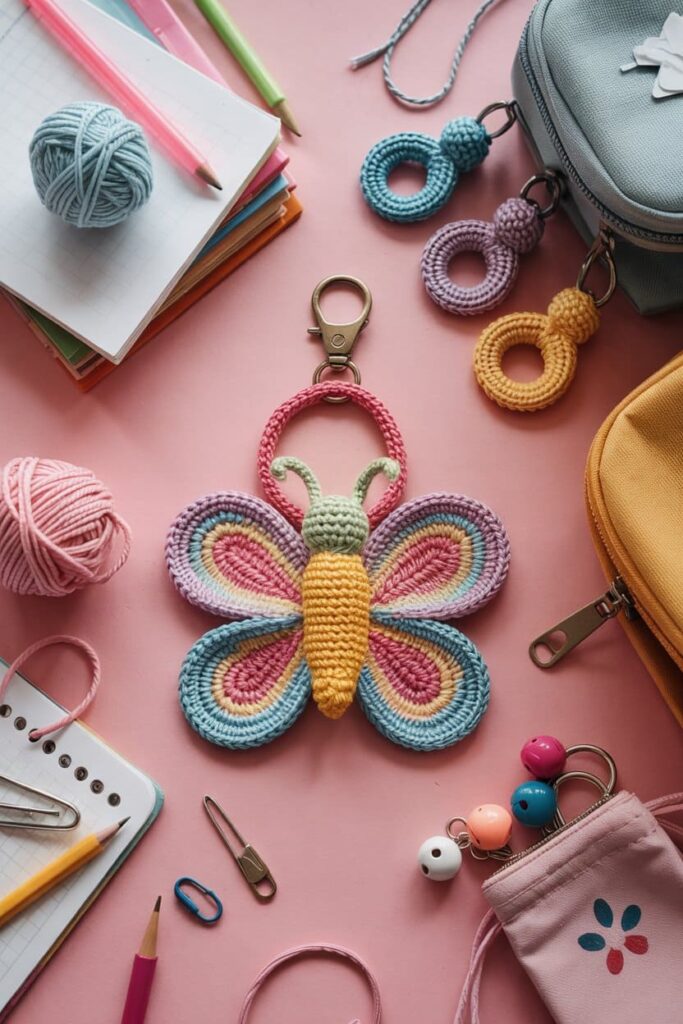 Crochet Butterfly Bag Charm