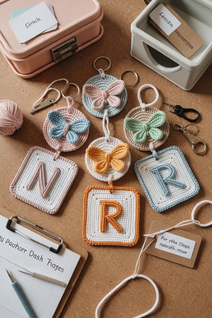 Crochet Butterfly Key ID Tag