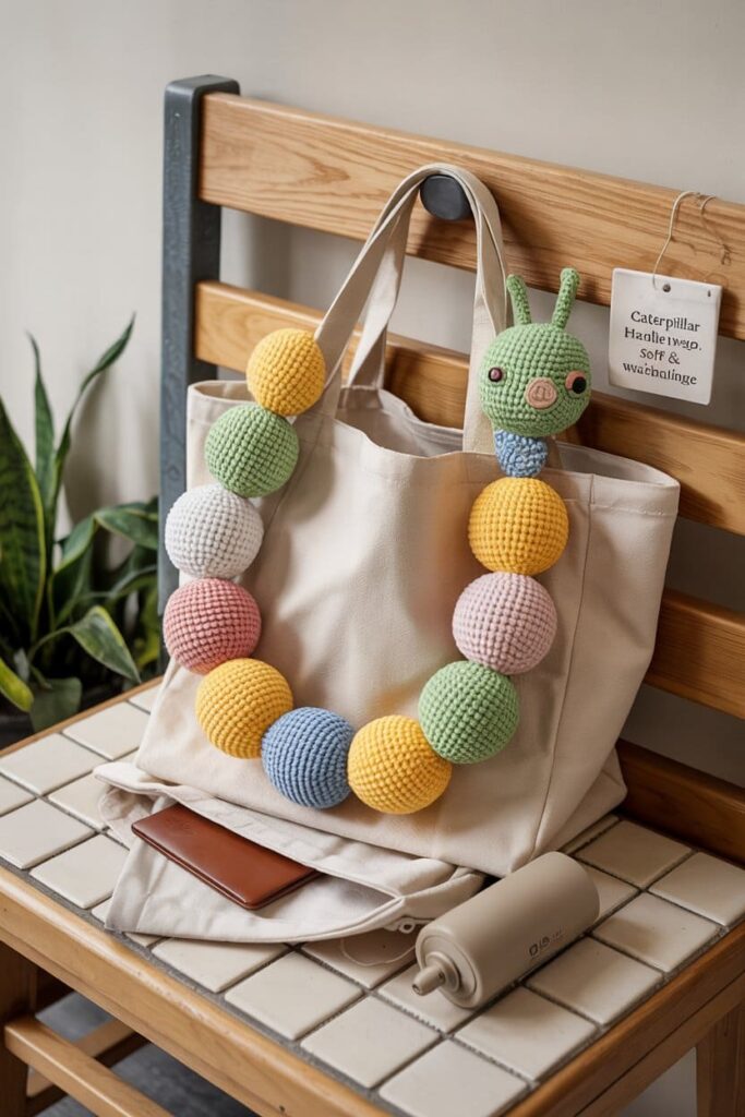 Crochet Caterpillar Bag Handle Cover