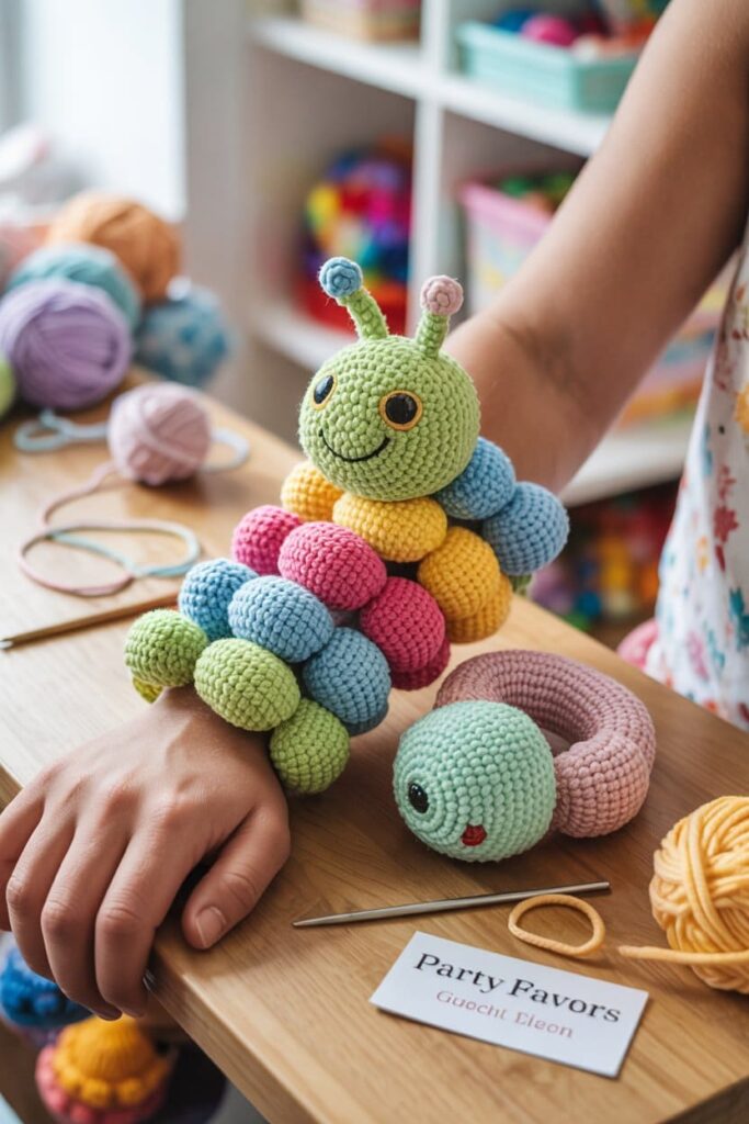 Crochet Caterpillar Wrist Cuff for Kids