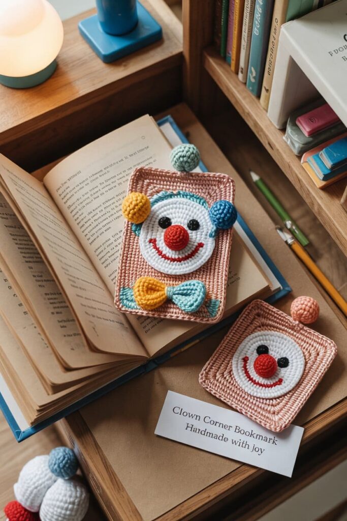 Crochet Clown Bookmark Corner Clip