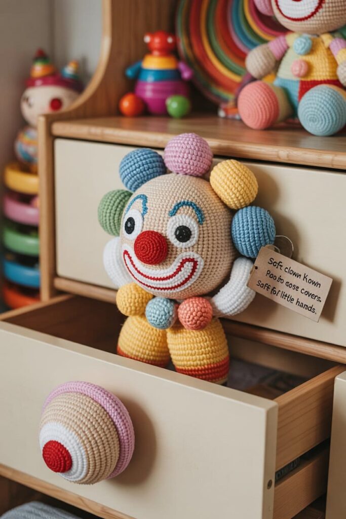 Crochet Clown Drawer Handle Grip