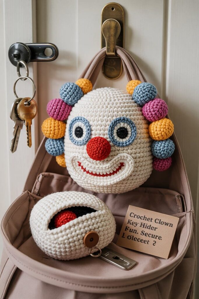 Crochet Clown Key Hider Pouch
