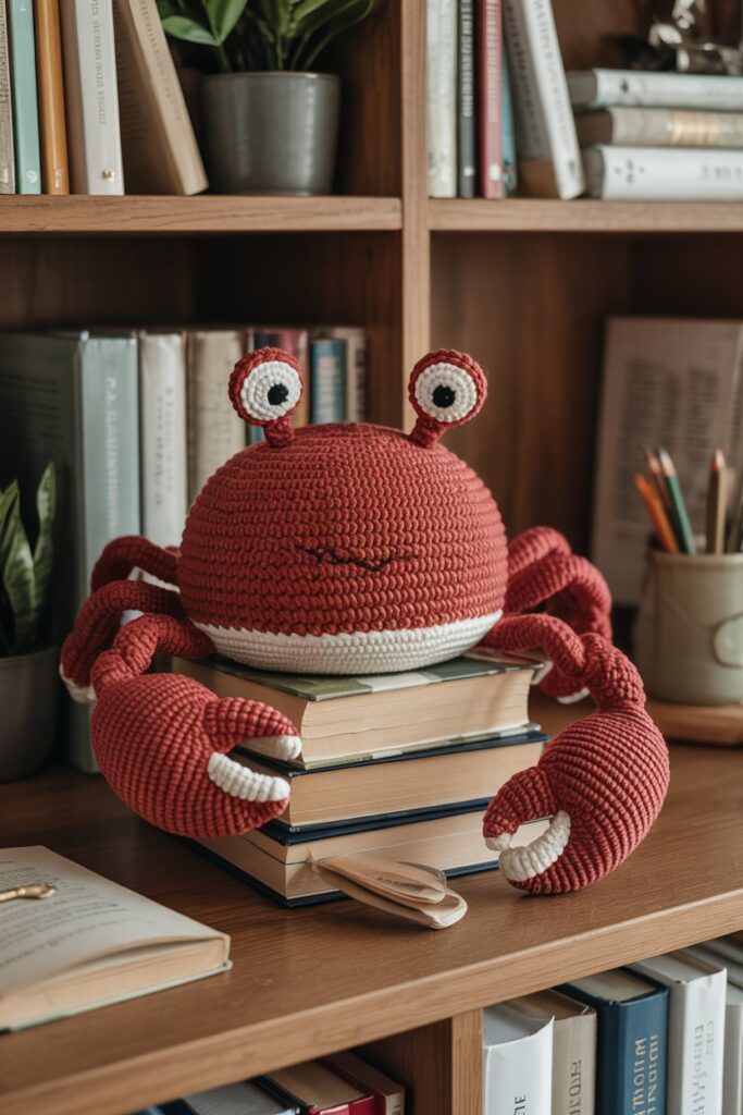 Crochet Crab Bookend Weight