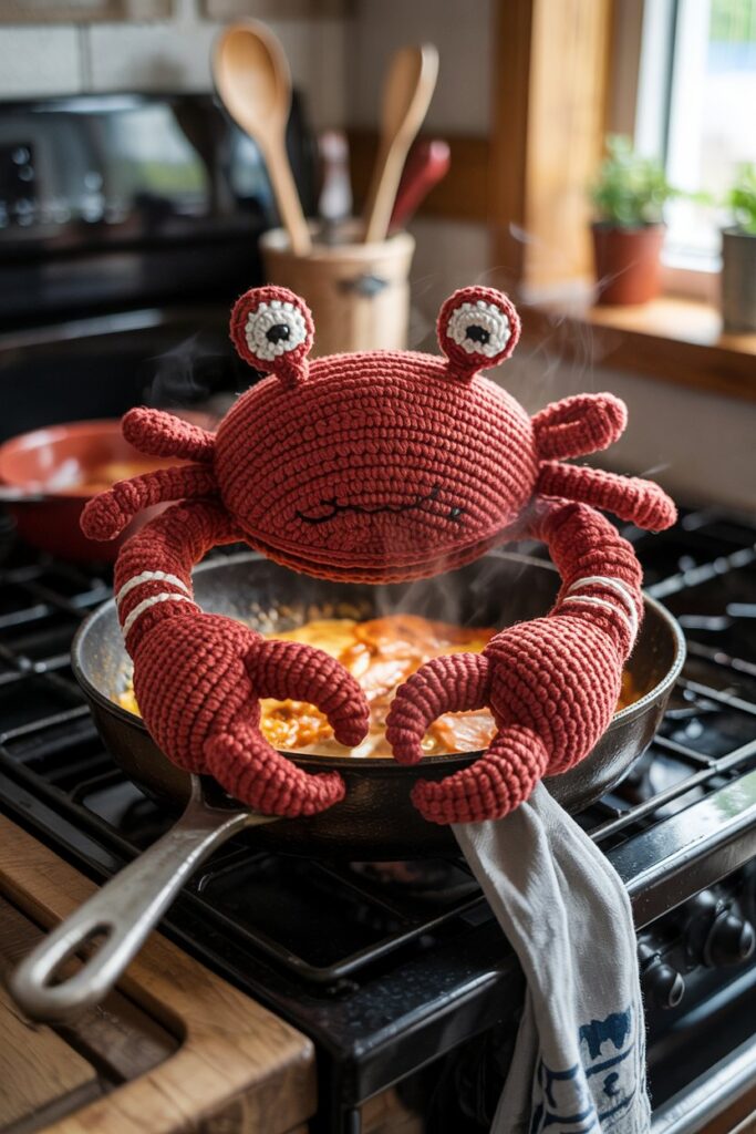 Crochet Crab Heat Pad Handle Grip