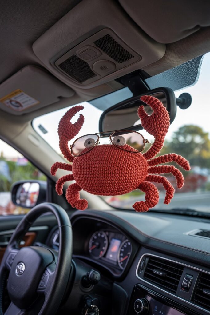 Crochet Crab Sunglass Visor Clip