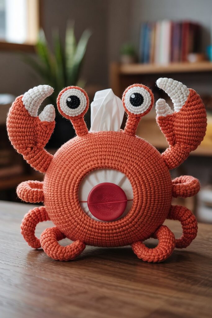 Crochet Crab Tissue Holder Wrap