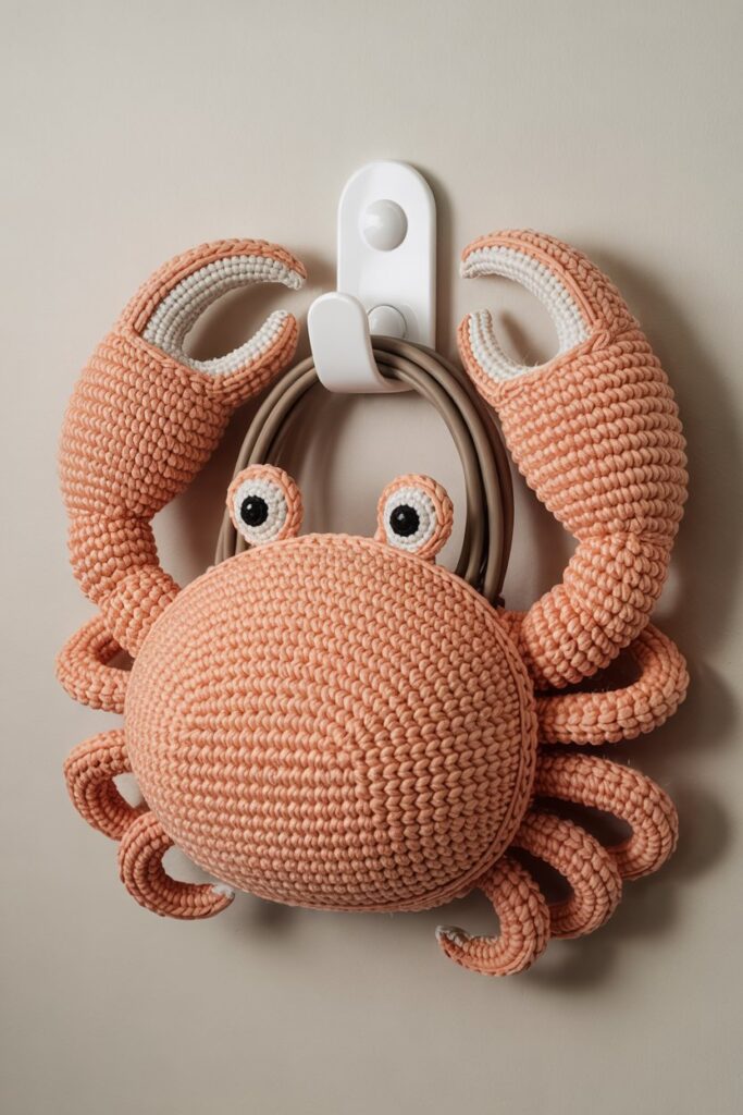 Crochet Crab Wall Cable Hook Cover