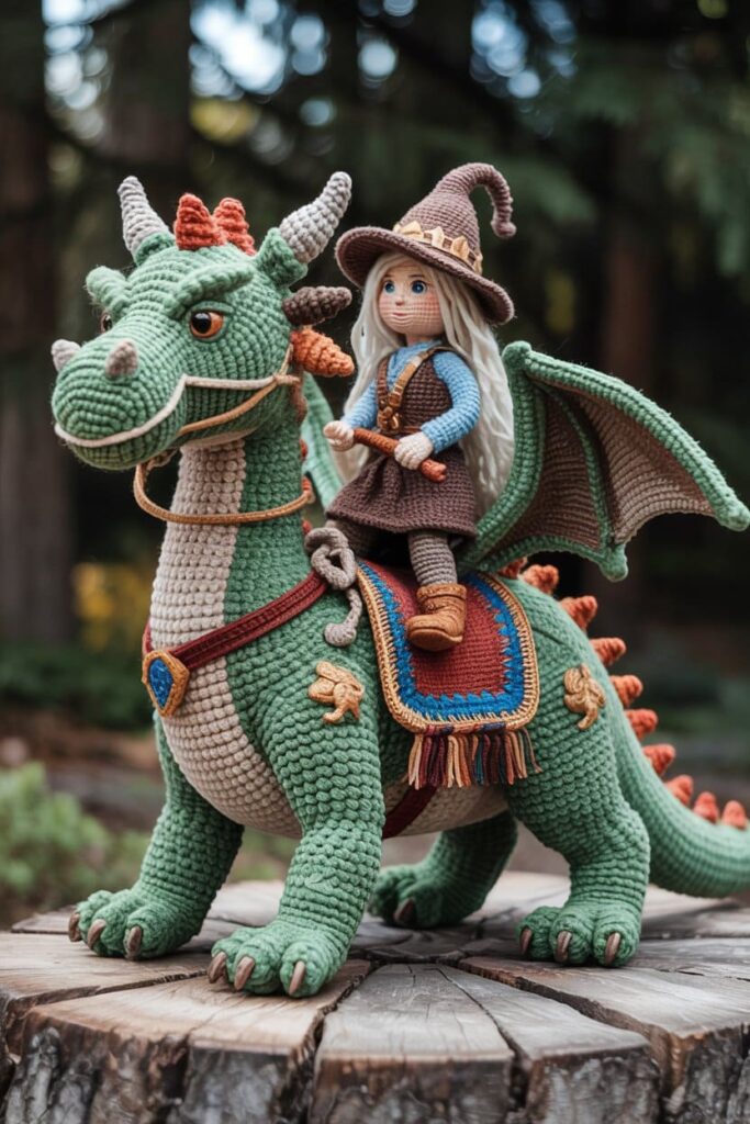 Crochet Dragon with Crystal Horns