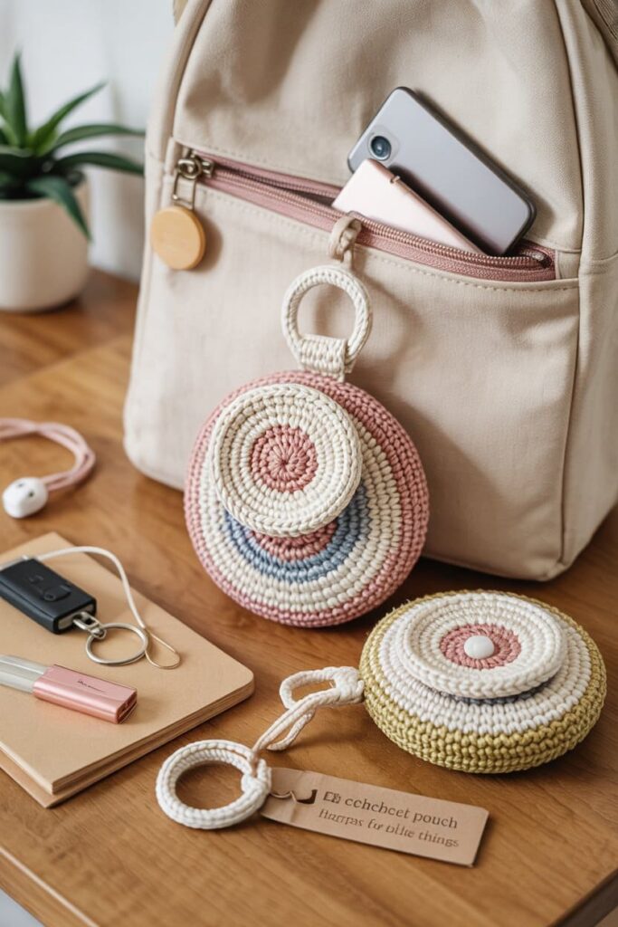 Crochet Flower Earbud Pouch