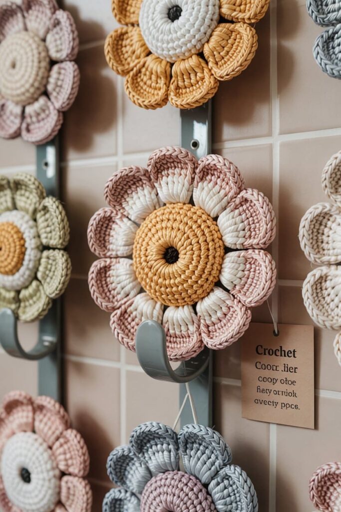 Crochet Flower Wall Hook Cover