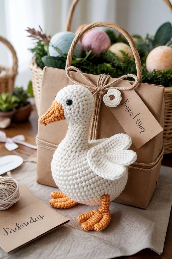 Crochet Goose Gift Topper