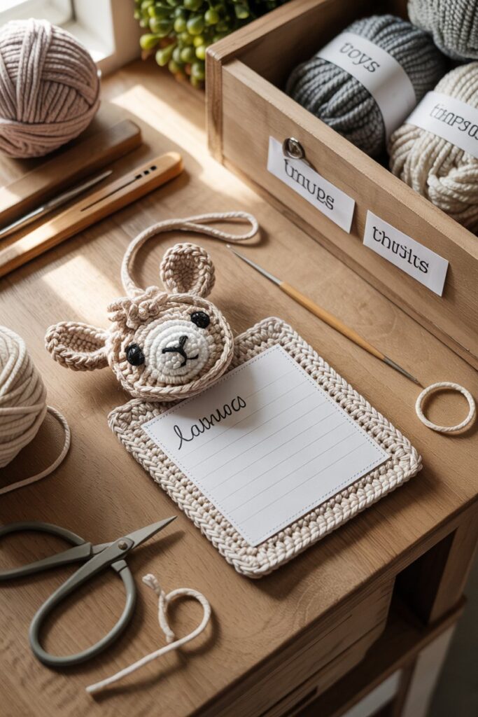 Crochet Llama Drawer Label Tag