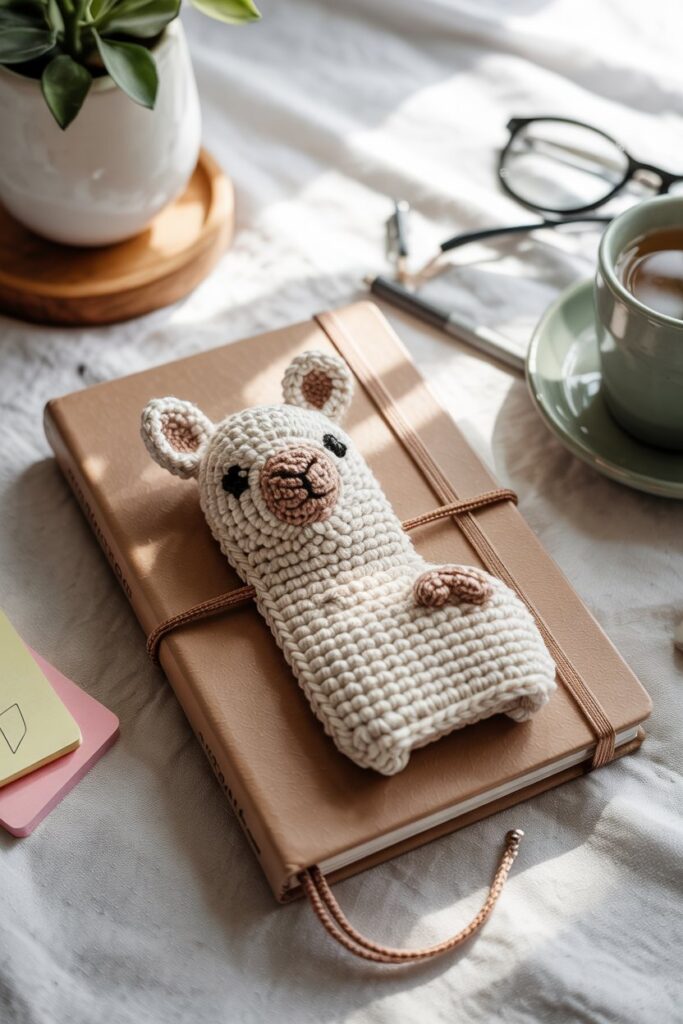 Crochet Llama Pen Loop for Notebooks