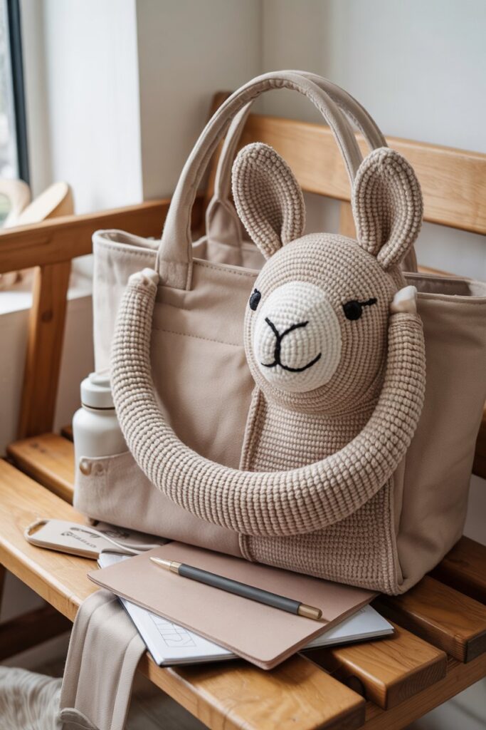 Crochet Llama Purse Handle Cushion Wrap