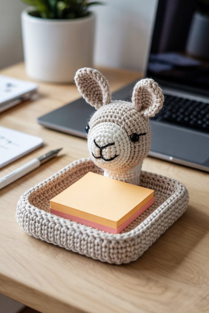 Crochet Llama Sticky Note Holder Pad