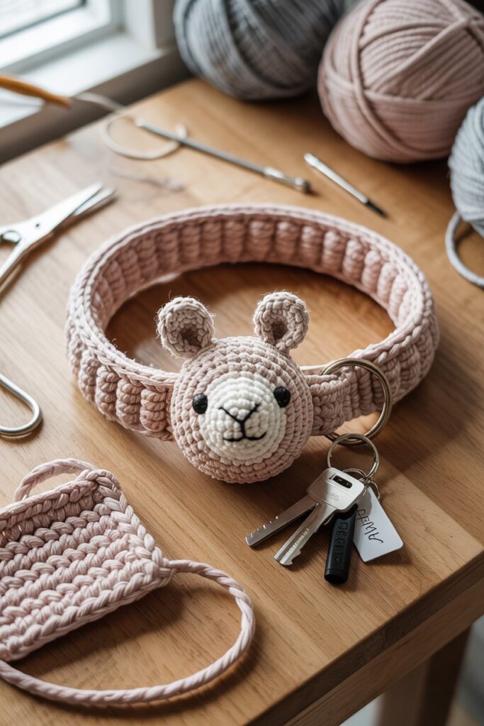 Crochet Llama Wrist Strap Key Holder