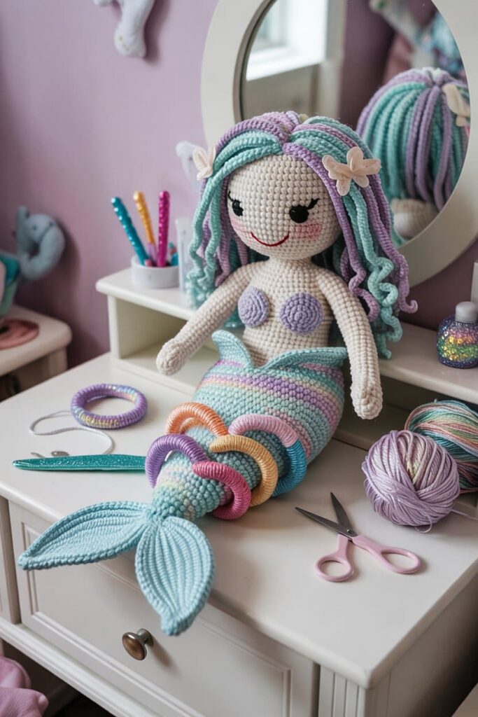 Crochet Mermaid Hair Accessory Holder