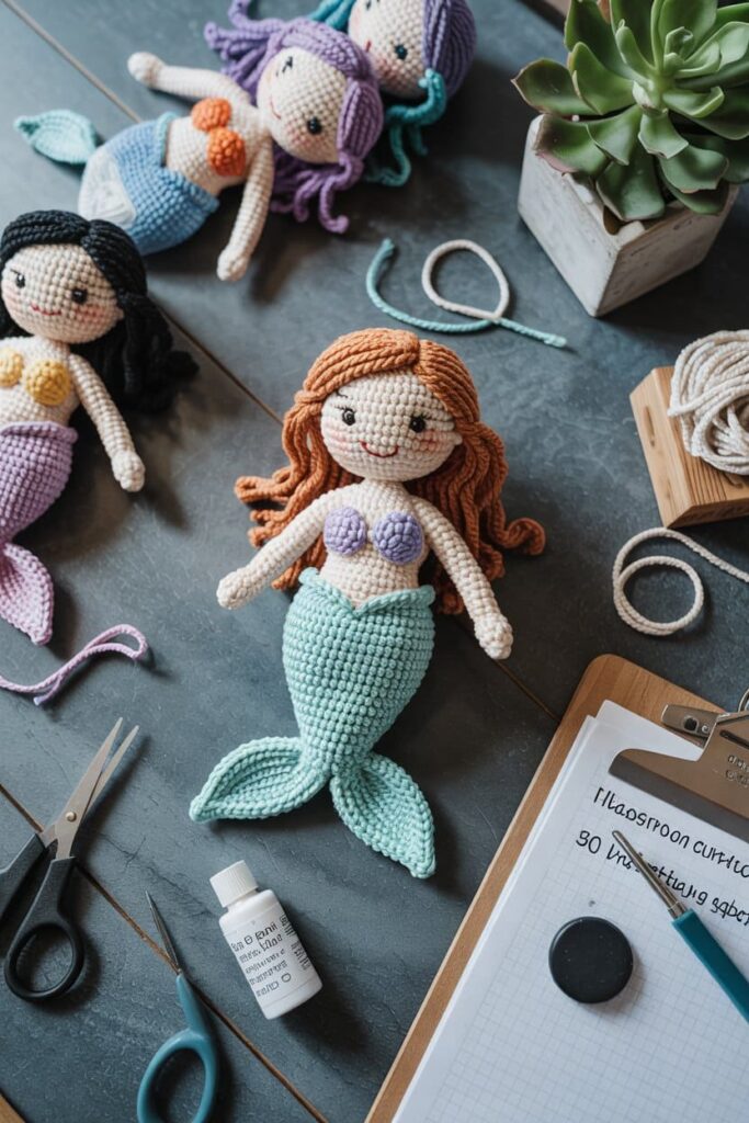 Crochet Mermaid Magnet for Fridge or Locker