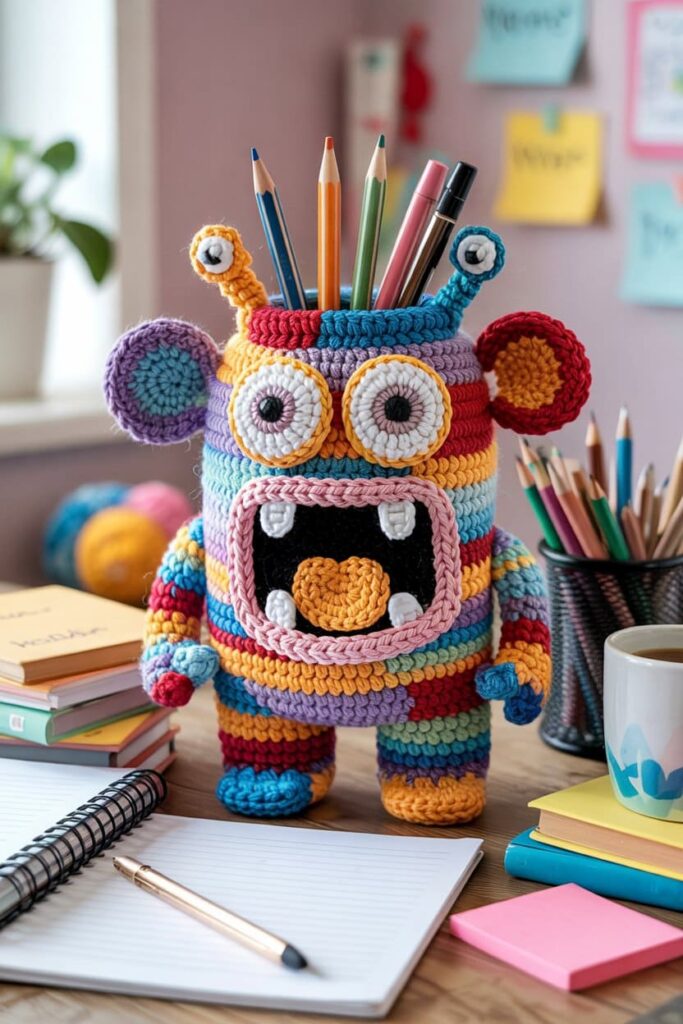 Crochet Monster Pen Holder