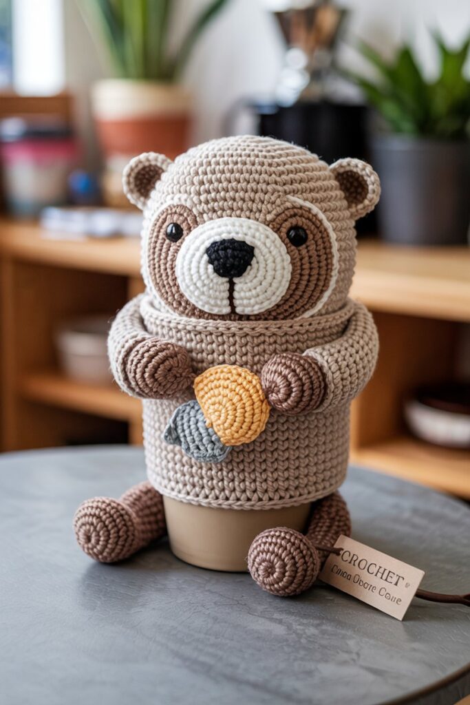 Crochet Otter Cup Cozy Sleeve