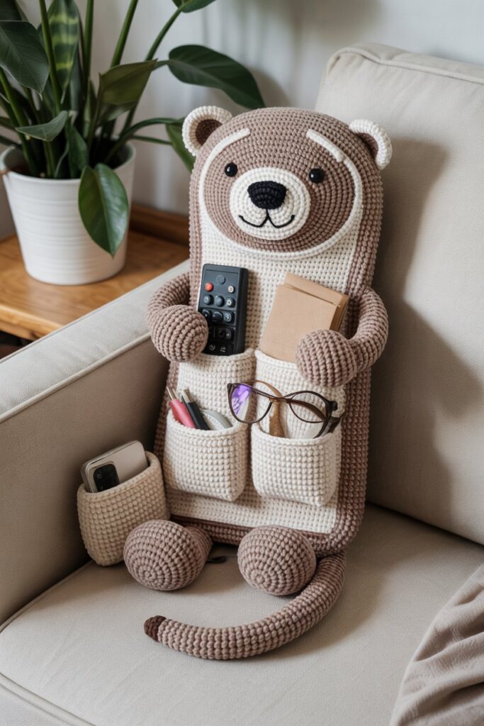 Crochet Otter Remote Caddy Pouch