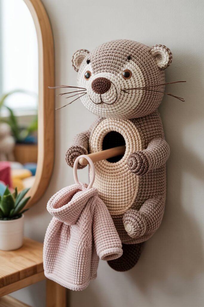 Crochet Otter Wall Hook Cover