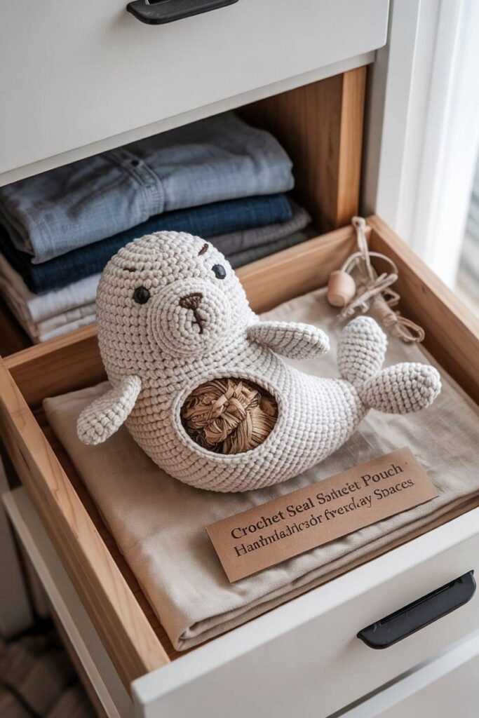 Crochet Seal Drawer Freshener Pouch