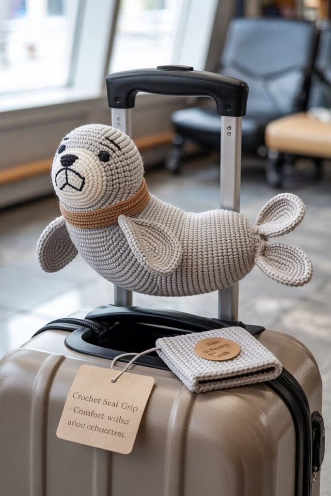 Crochet Seal Handle Grip for Luggage or Totes