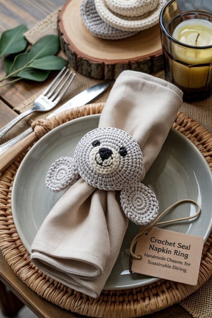 Crochet Seal Napkin Ring Holder