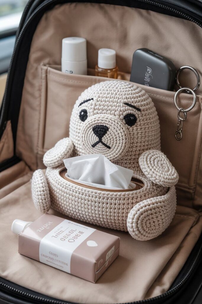 Crochet Seal Tissue Packet Holder