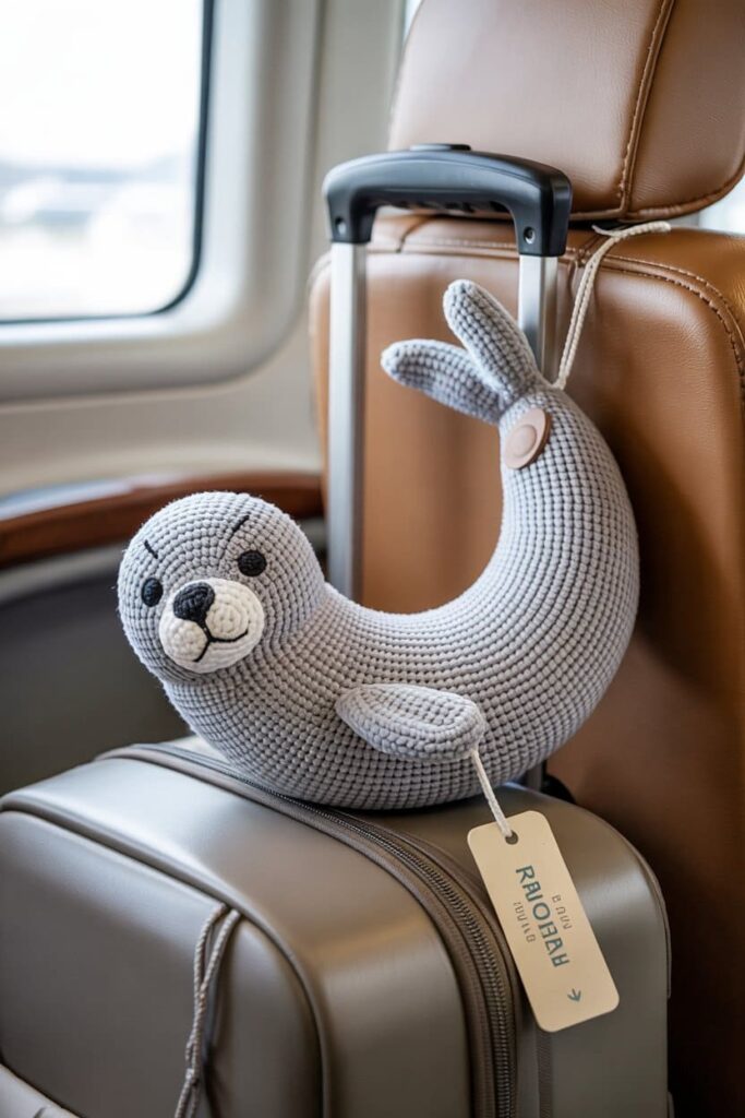 Crochet Seal Travel Pillow Clip-On