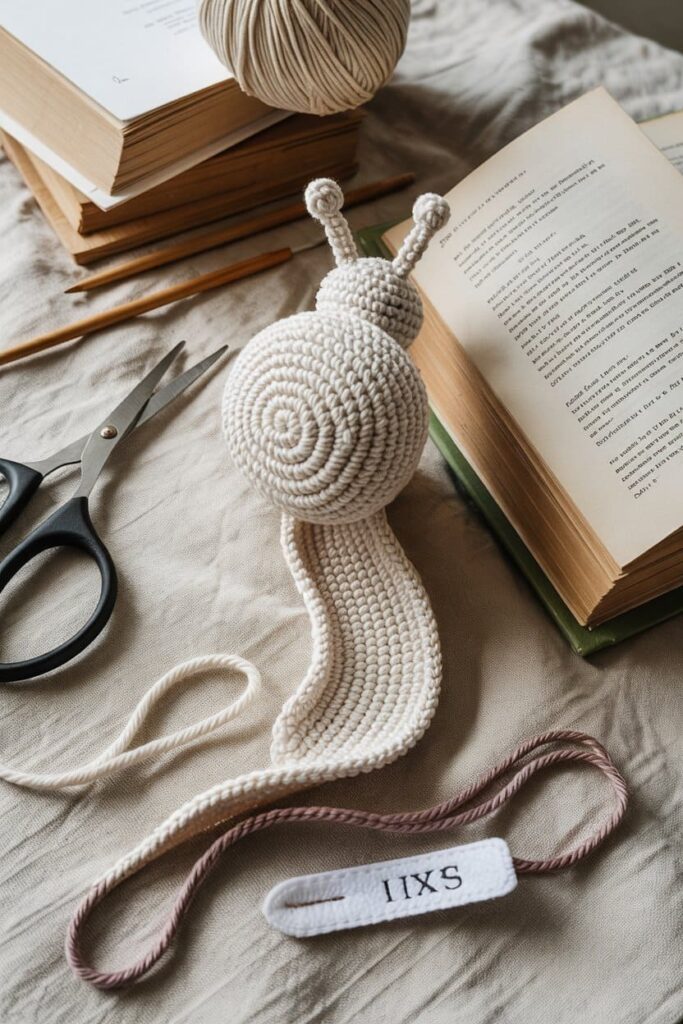 Crochet Snail Bookmark with Flat Tail