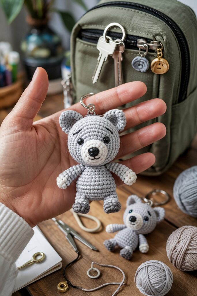 Crochet Wolf Keychain