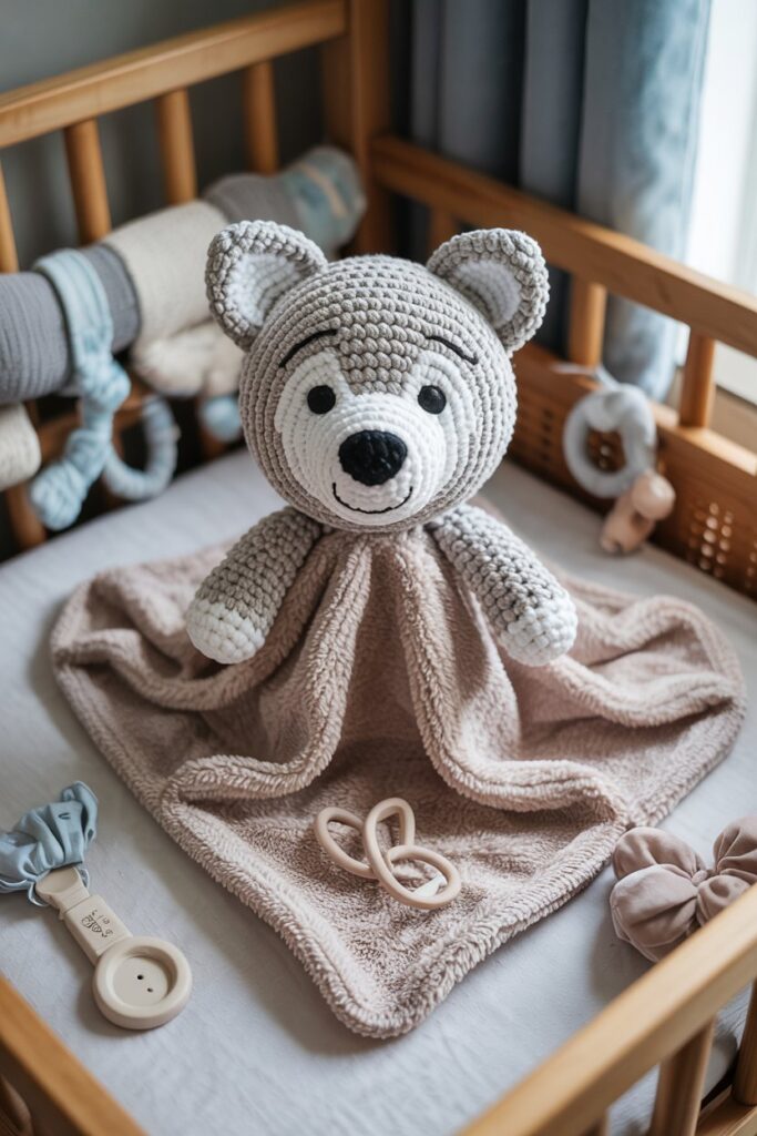 Crochet Wolf Lovey Blanket