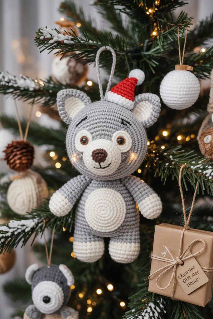 Crochet Wolf Ornament