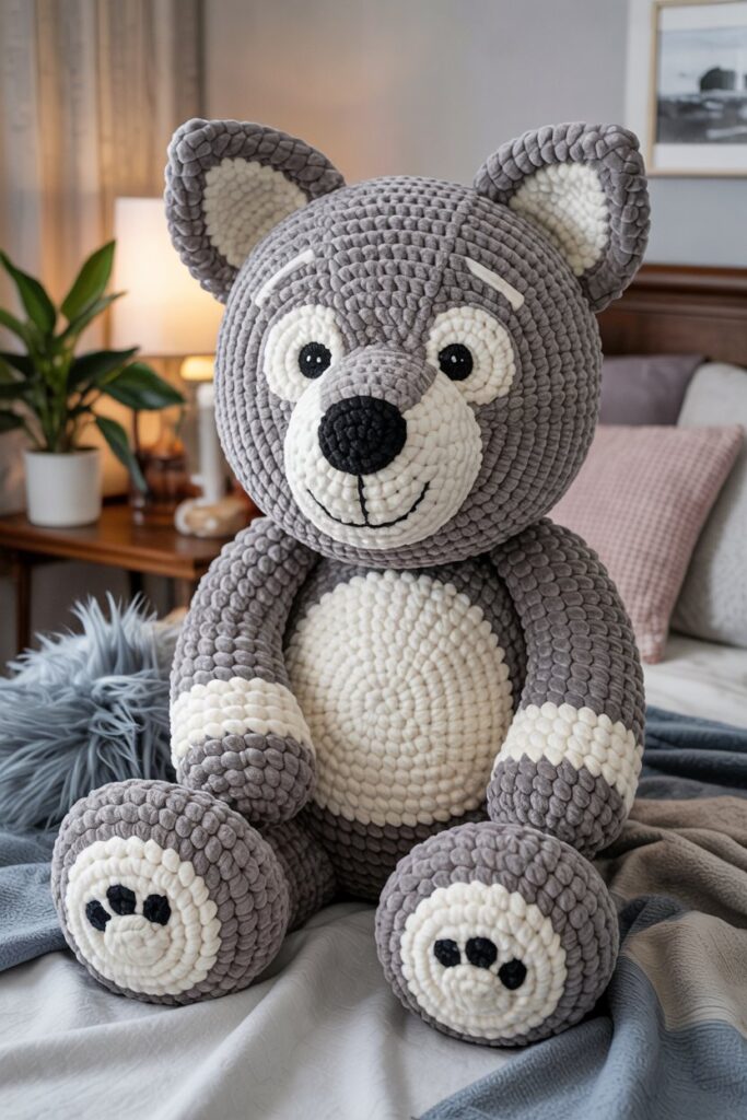 Crochet Wolf Pillow