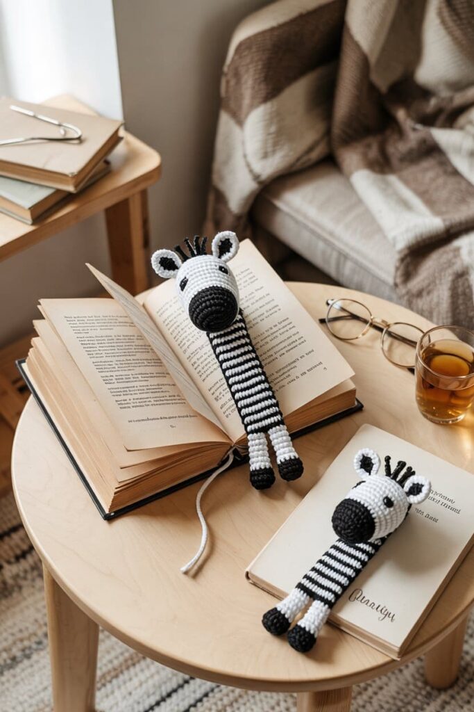 Crochet Zebra Bookmark