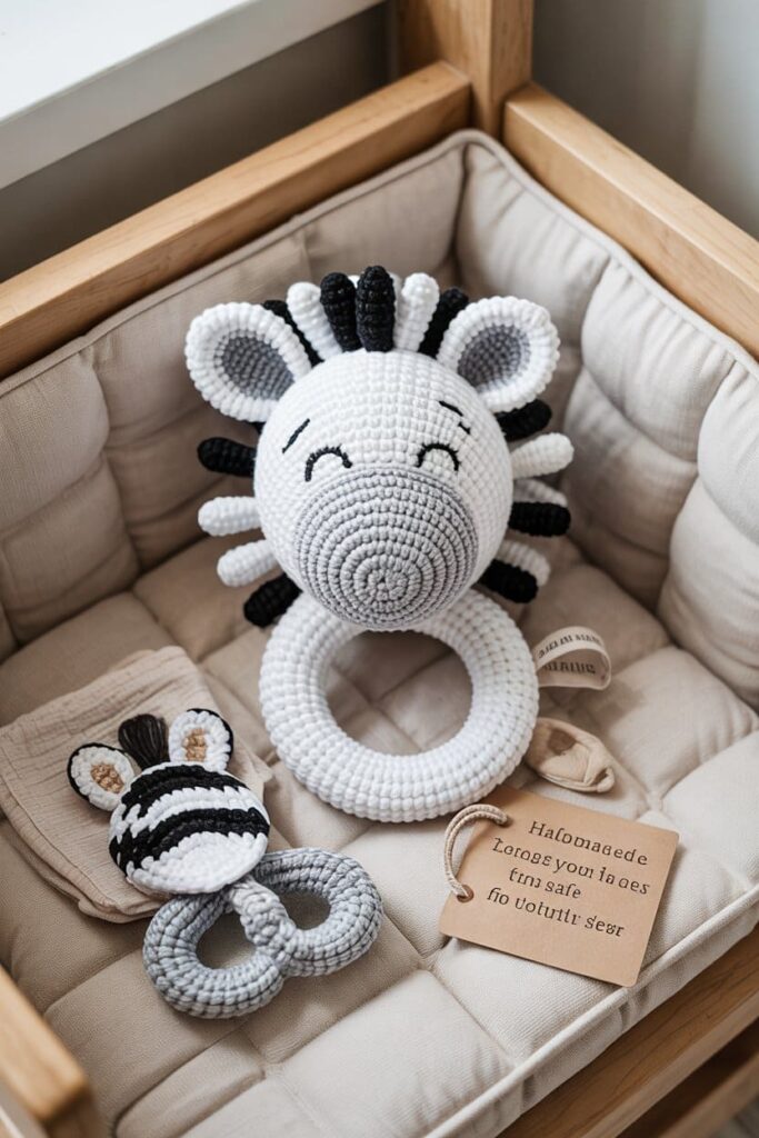 Crochet Zebra Rattle for Babies