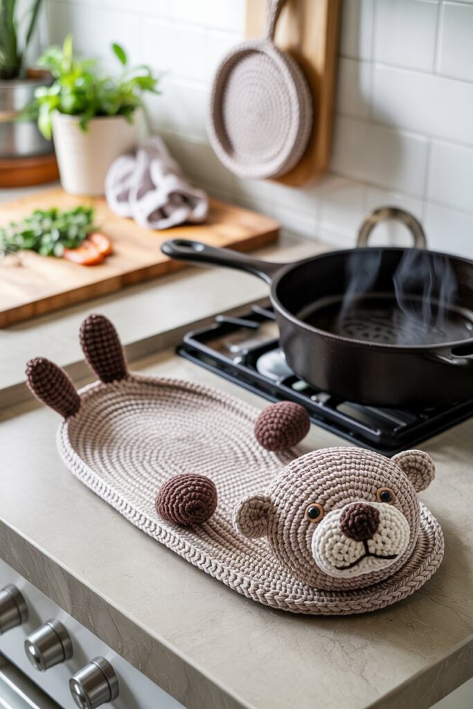 Flat Crochet Otter Pot Holder