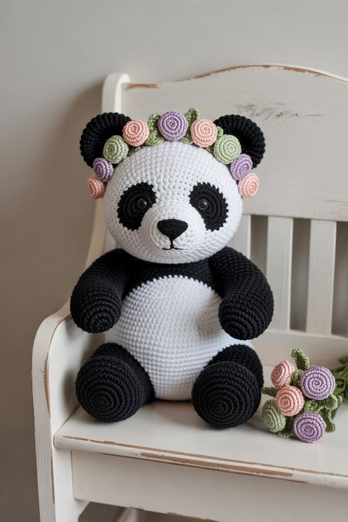 Floral-Crowned Sitting Panda