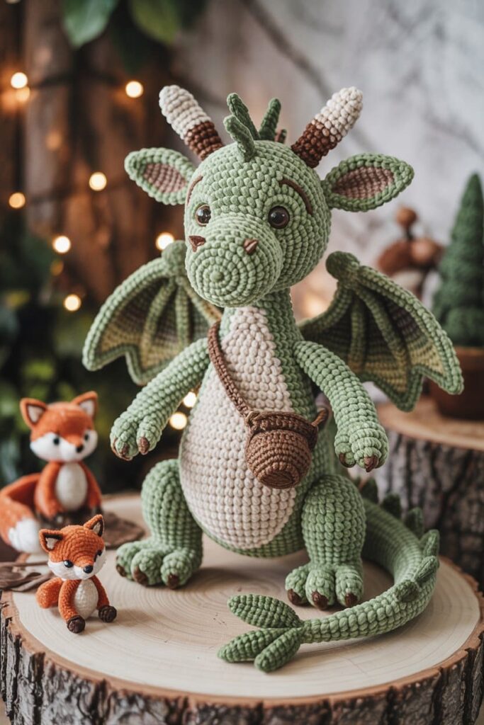 Forest Guardian Crochet Dragon