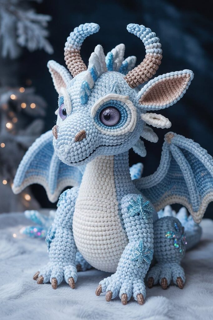 Ice Dragon with Blue Sparkle Yarn