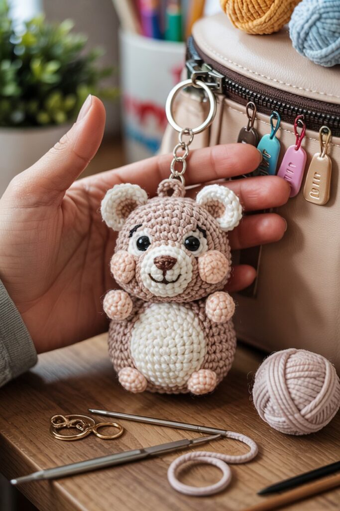 Mini Crochet Hamster Keychain