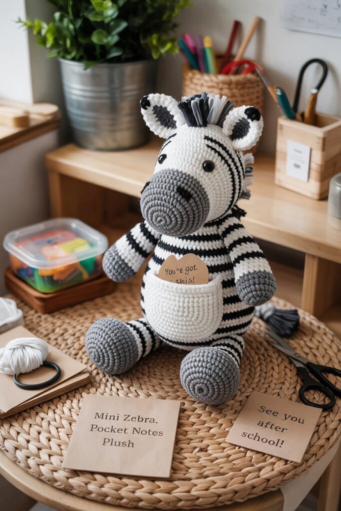 Mini Crochet Zebra for Pocket Notes